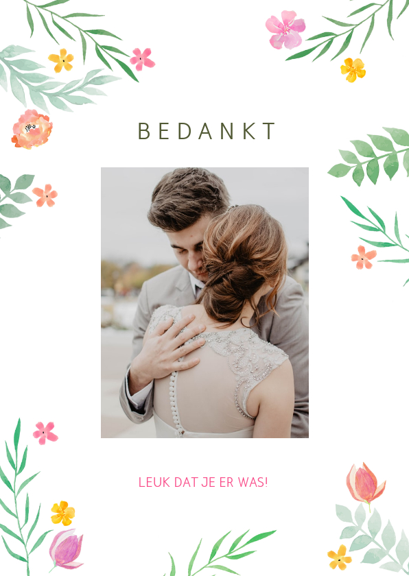 Bedankkaart kleurrijk botanisch - Trouwkaarten Trouwkaarten - Bedankkaart kleurrijk botanisch