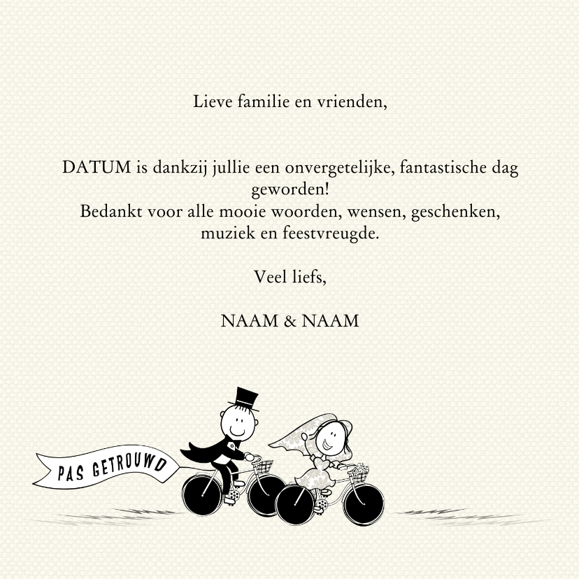 Bedankkaart trouw linnen crème - Trouwkaarten Trouwkaarten - Bedankkaart trouw linnen crème