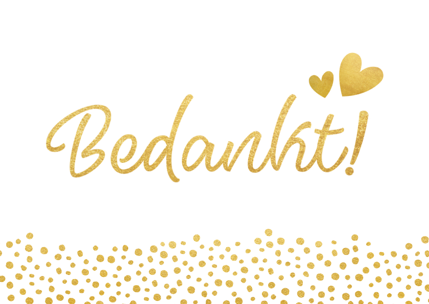 Bedankkaartje huwelijk wit met gouden stippen - Trouwkaarten Trouwkaarten - Bedankkaartje huwelijk wit met gouden stippen