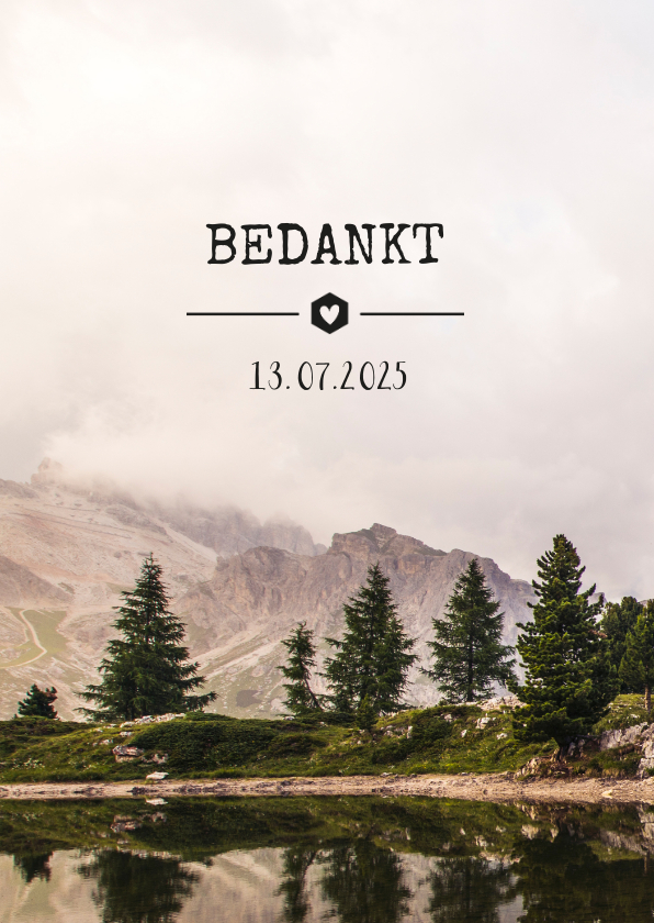 Bedankkaartje trouwdag met een natuur berglandschap - Trouwkaarten Trouwkaarten - Bedankkaartje trouwdag met een natuur berglandschap