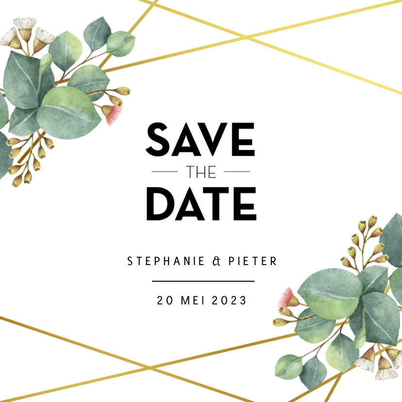 Botanische save the date kaart - Trouwkaarten Trouwkaarten - Botanische save the date kaart