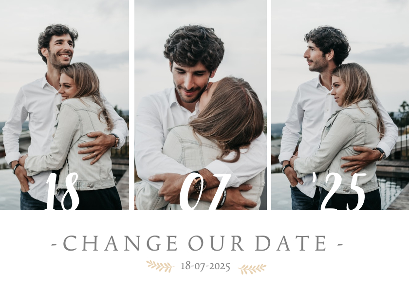 Change our date - annuleringskaart trouwdatum wijziging - Trouwkaarten Trouwkaarten - Change our date - annuleringskaart trouwdatum wijziging