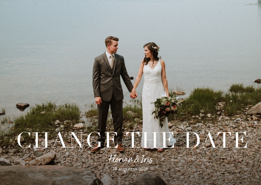Trouwkaarten - Change the date annuleringskaart grote foto en tekst