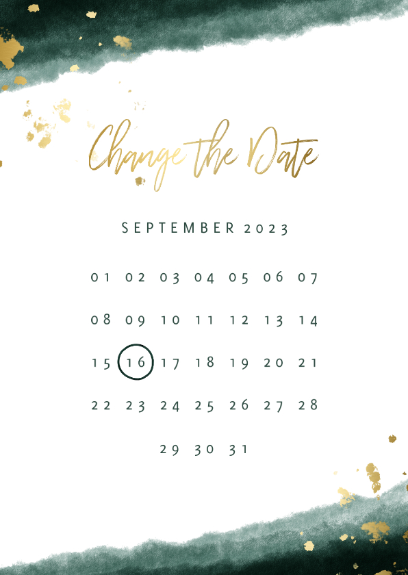 Change the date kalender waterverf gouden tekst Change the date kalender waterverf gouden tekst