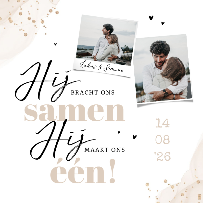 Christelijke trouwkaart stijlvol waterverf goud foto - Trouwkaarten Trouwkaarten - Christelijke trouwkaart stijlvol waterverf goud foto