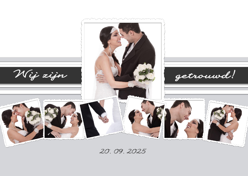 Collage wij zijn getrouwd! - BK - Trouwkaarten Trouwkaarten - Collage wij zijn getrouwd! - BK