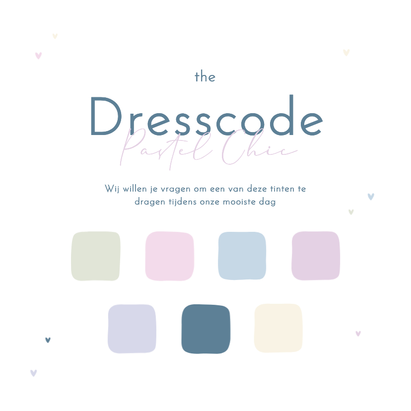 Trouwkaarten - Dresscode bruiloft simpel met kleine hartjes