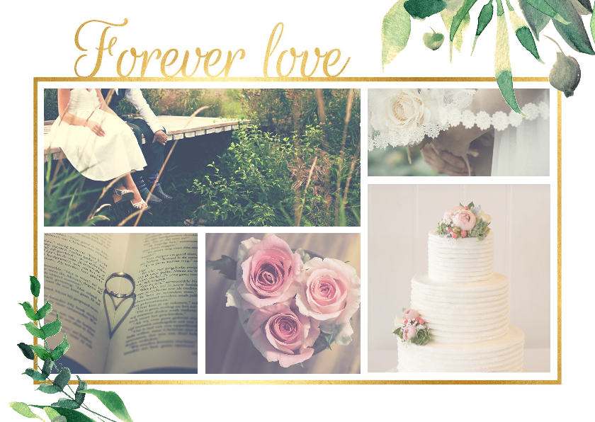 Forever Love Stijlvol wit met goud - Trouwkaarten Trouwkaarten - Forever Love Stijlvol wit met goud