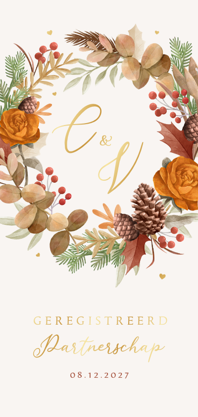 Geregistreerd partnerschap herfst winter goud botanisch Geregistreerd partnerschap herfst winter goud botanisch