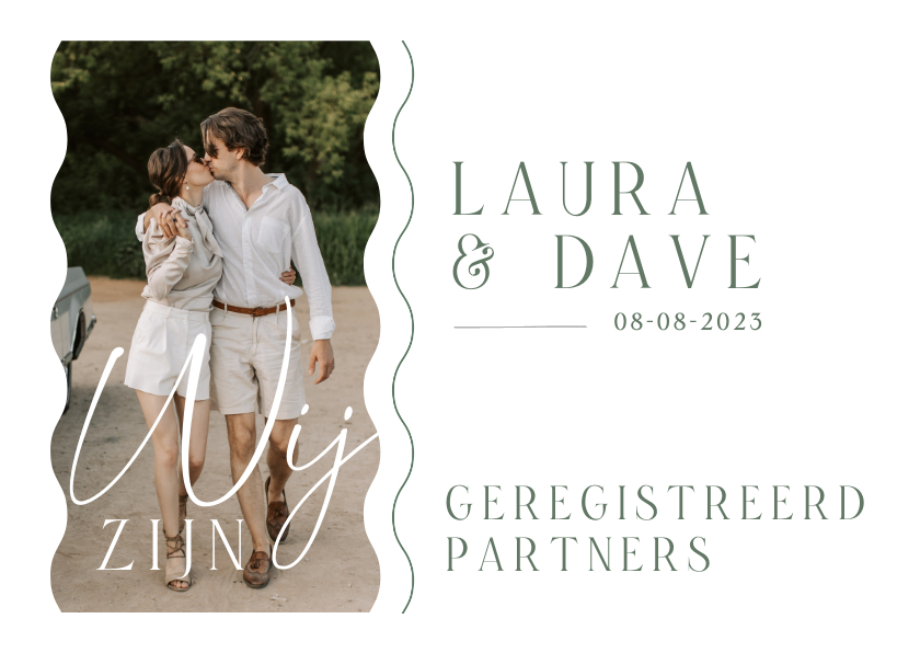 Geregistreerd partnerschap minimalistisch golven foto - Trouwkaarten Trouwkaarten - Geregistreerd partnerschap minimalistisch golven foto