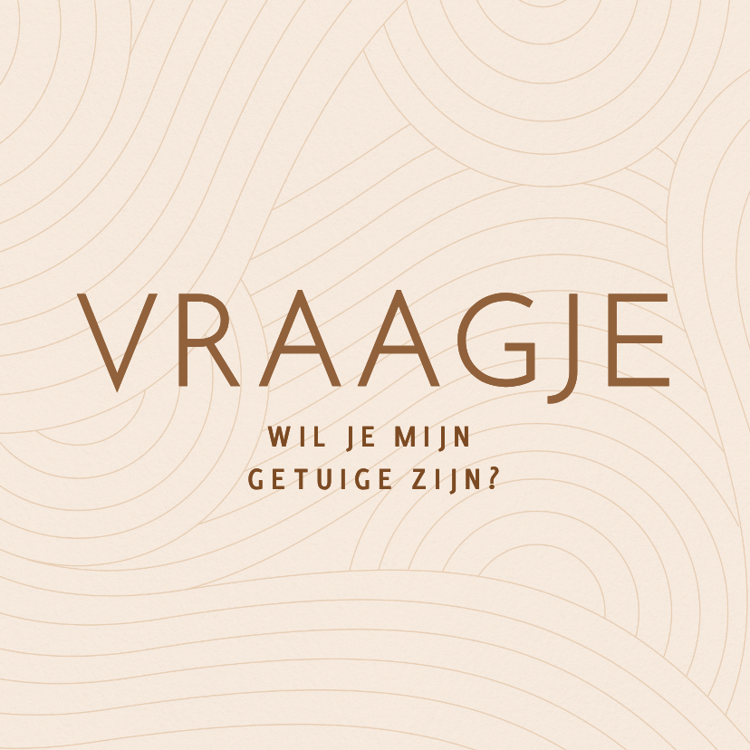 Getuige kaartje beige golvende lijn vraagje - Trouwkaarten Trouwkaarten - Getuige kaartje beige golvende lijn vraagje
