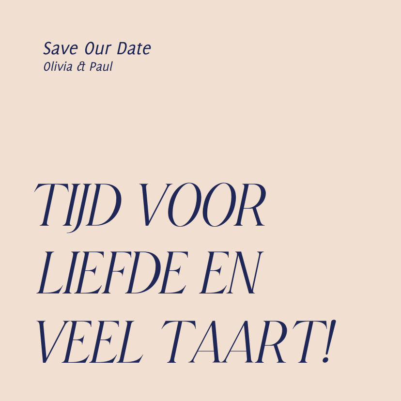 Trouwkaarten - Grappige save the date kaart liefde en taart