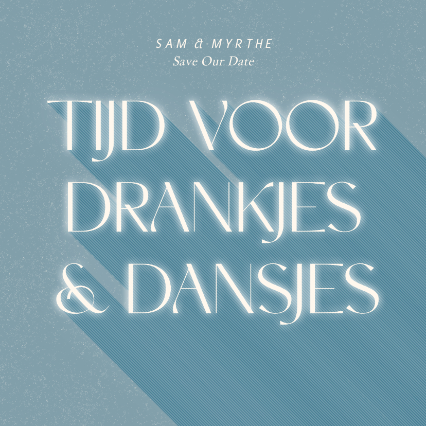 Trouwkaarten - Grappige trouwkaart met diepte effect drankjes & dansjes