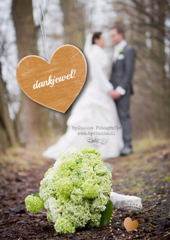 Harten goud eigen foto dank - Trouwkaarten Trouwkaarten - Harten goud eigen foto dank