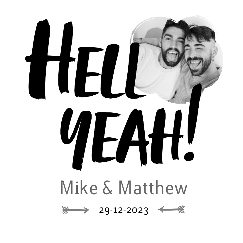 Hell Yeah - een stoere trouwkaart voor mannen met foto