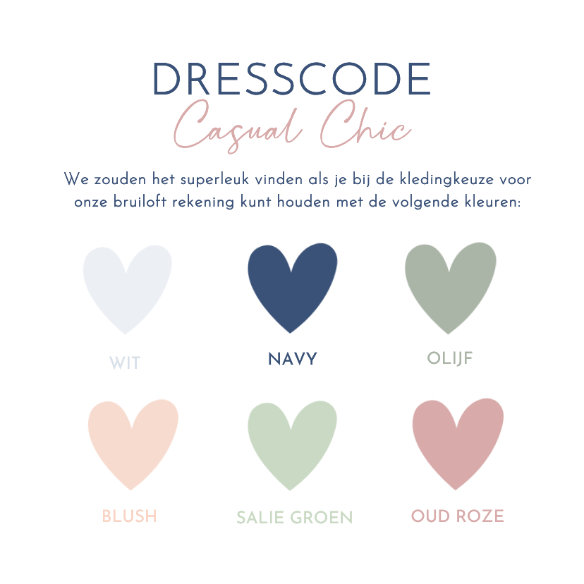 Insteek kaartje met dresscode tips voor een bruiloft - Trouwkaarten Trouwkaarten - Insteek kaartje met dresscode tips voor een bruiloft