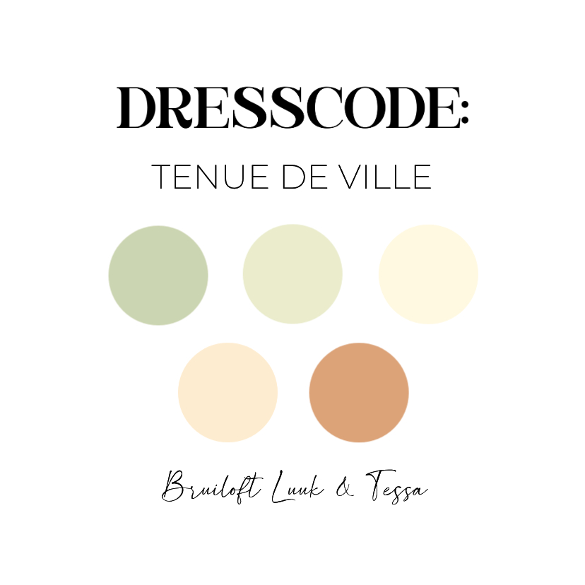 Kaartje dresscode minimalistisch met cirkeltjes - Trouwkaarten Trouwkaarten - Kaartje dresscode minimalistisch met cirkeltjes