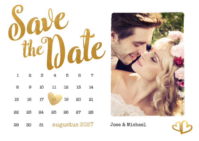 Trouwkaarten - Kalender Save the Date foto - BK