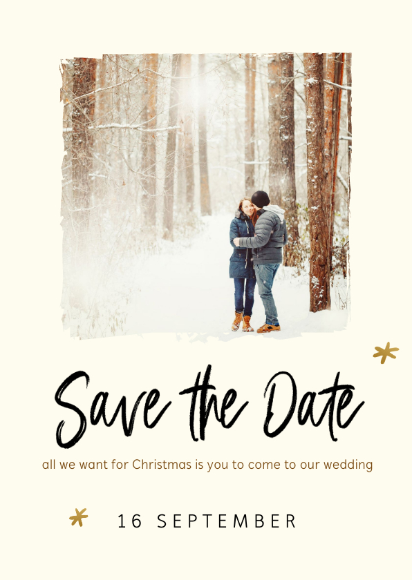 Kerstkaart met save the date uitnodiging en foto - Trouwkaarten Trouwkaarten - Kerstkaart met save the date uitnodiging en foto