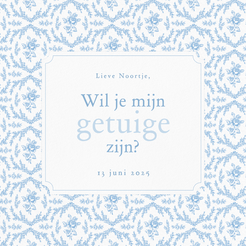 Klassiek getuige kaartje met vintage roosjes lichtblauw - Trouwkaarten Trouwkaarten - Klassiek getuige kaartje met vintage roosjes lichtblauw
