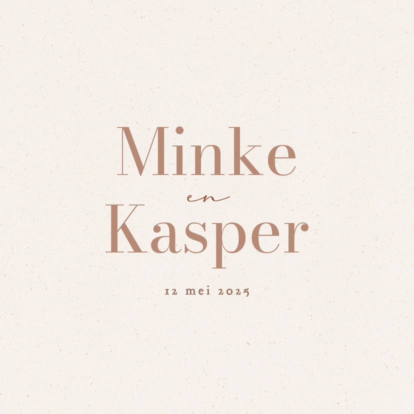 Trouwkaarten - Klassiek trouwkaartje beige met papiertextuur