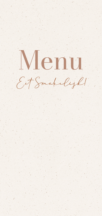 Trouwkaarten - Klassieke menukaart trouwen beige papiertextuur