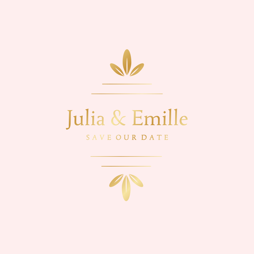 Klassieke save the date kaart met gouden ornament Klassieke save the date kaart met gouden ornament