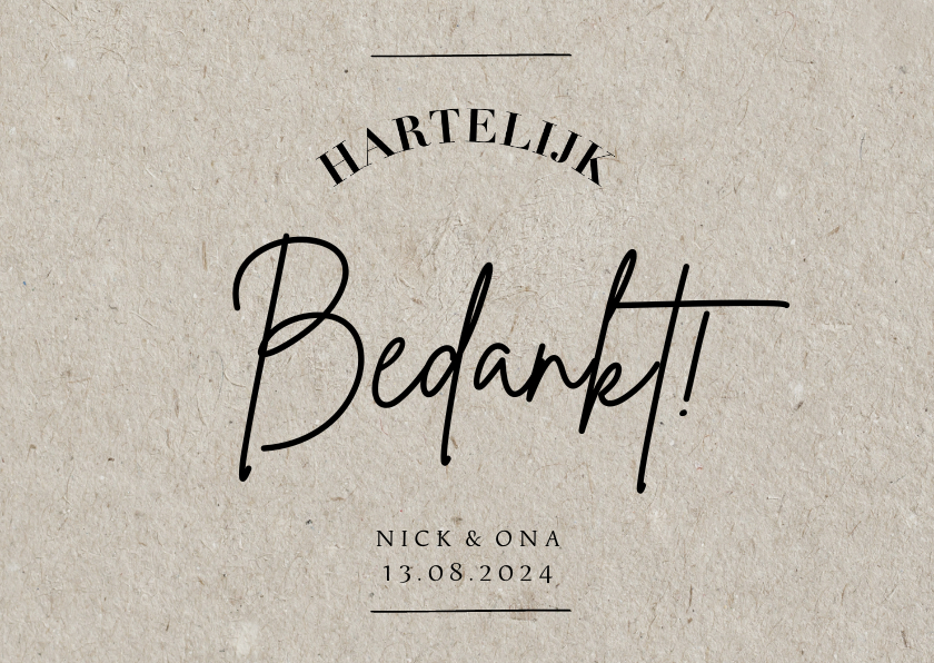 Less is more bedanktkaart trouwen moderen typografie - Trouwkaarten Trouwkaarten - Less is more bedanktkaart trouwen moderen typografie