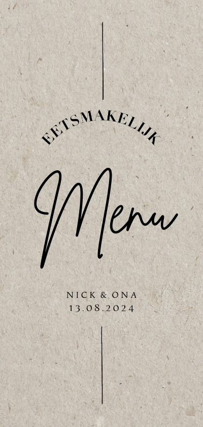 Less is more menukaart trouwen kraftlook moderne typografie - Trouwkaarten Trouwkaarten - Less is more menukaart trouwen kraftlook moderne typografie