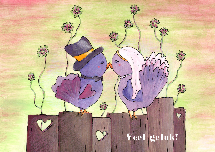 Liefdesvogeltjes - Trouwkaarten Trouwkaarten - Liefdesvogeltjes