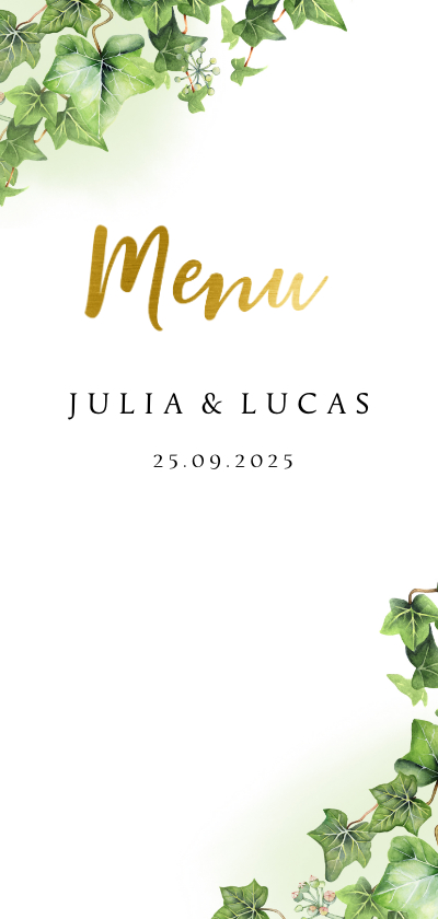 Menu trouwen klimopblad - Trouwkaarten Trouwkaarten - Menu trouwen klimopblad