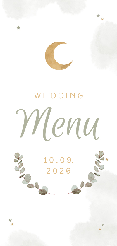 Menukaart Arabische bruiloft windlicht eucalyptus - Trouwkaarten Trouwkaarten - Menukaart Arabische bruiloft windlicht eucalyptus