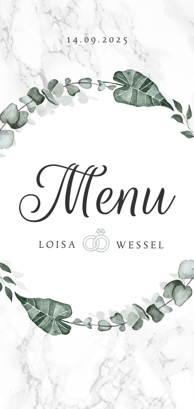 Menukaart bruiloft eucalyptus marmer stijlvol klassiek - Trouwkaarten Trouwkaarten - Menukaart bruiloft eucalyptus marmer stijlvol klassiek