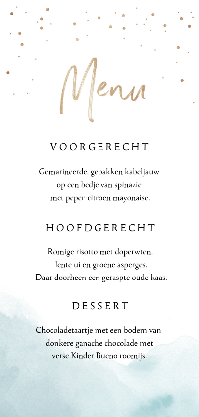 Menukaart bruiloft strand goud klassiek - Trouwkaarten Trouwkaarten - Menukaart bruiloft strand goud klassiek