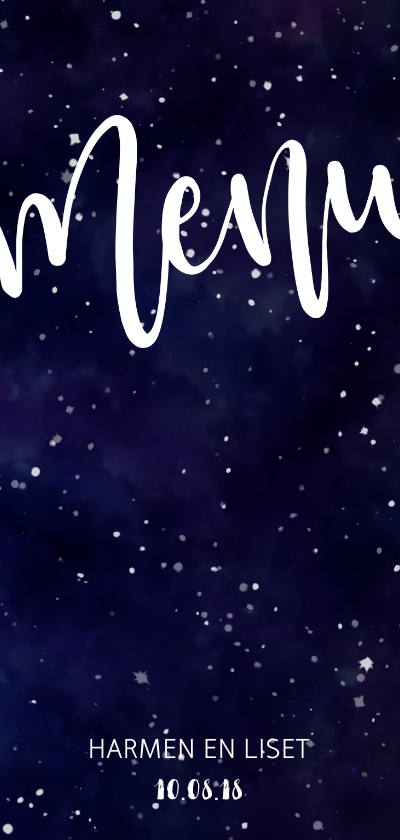 Menukaart 'MENU' Galaxy - Trouwkaarten Trouwkaarten - Menukaart 'MENU' Galaxy