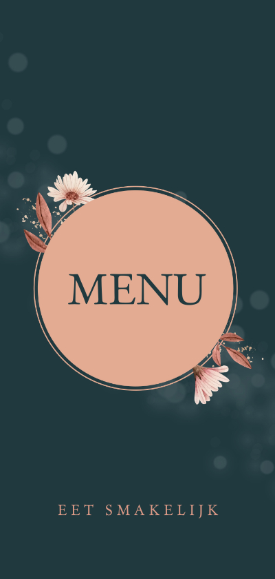 Menukaart met droogbloemen Menukaart met droogbloemen