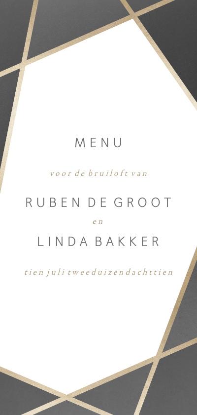 Trouwkaarten - Menukaart met geometrisch patroon grijs