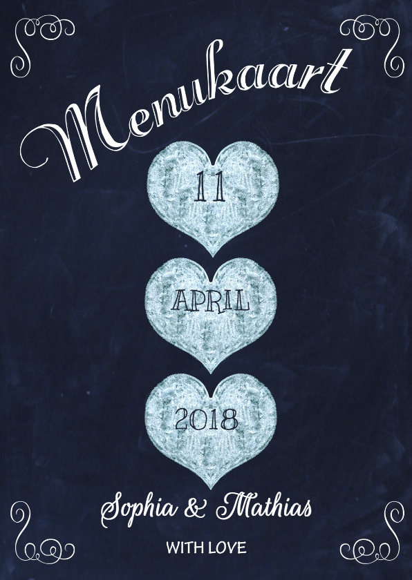 Menukaart Trouwen Schoolbord - Trouwkaarten Trouwkaarten - Menukaart Trouwen Schoolbord