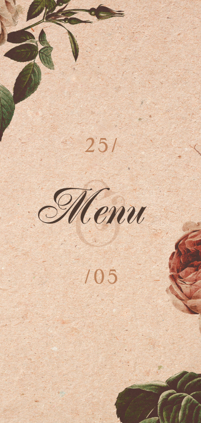 Menukaart vintage met bloemen Menukaart vintage met bloemen