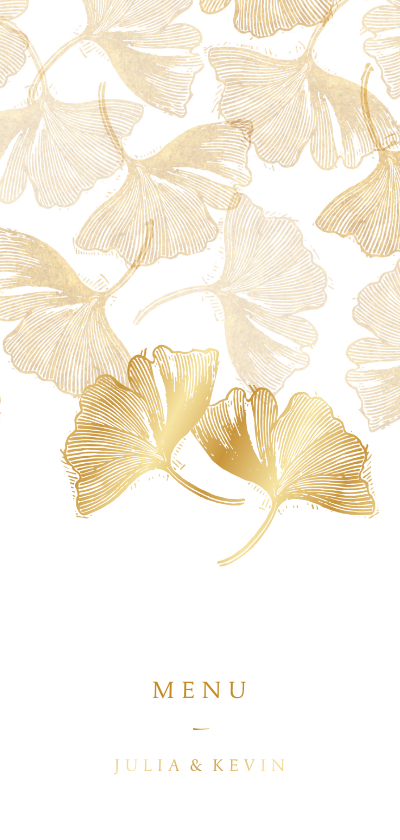 Menukaart voor bruiloft ginkgoblad stempel - Trouwkaarten Trouwkaarten - Menukaart voor bruiloft ginkgoblad stempel