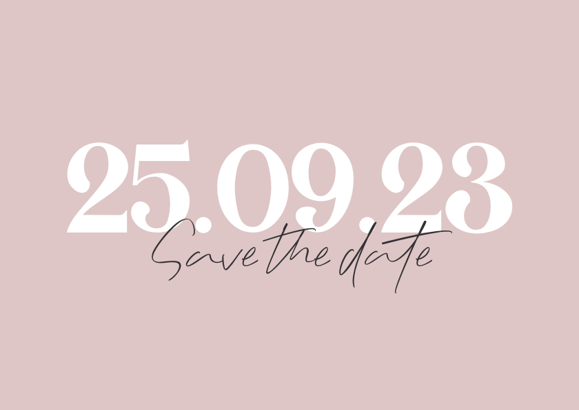 Minimalistische save the date kaart met grote datum - Trouwkaarten Trouwkaarten - Minimalistische save the date kaart met grote datum