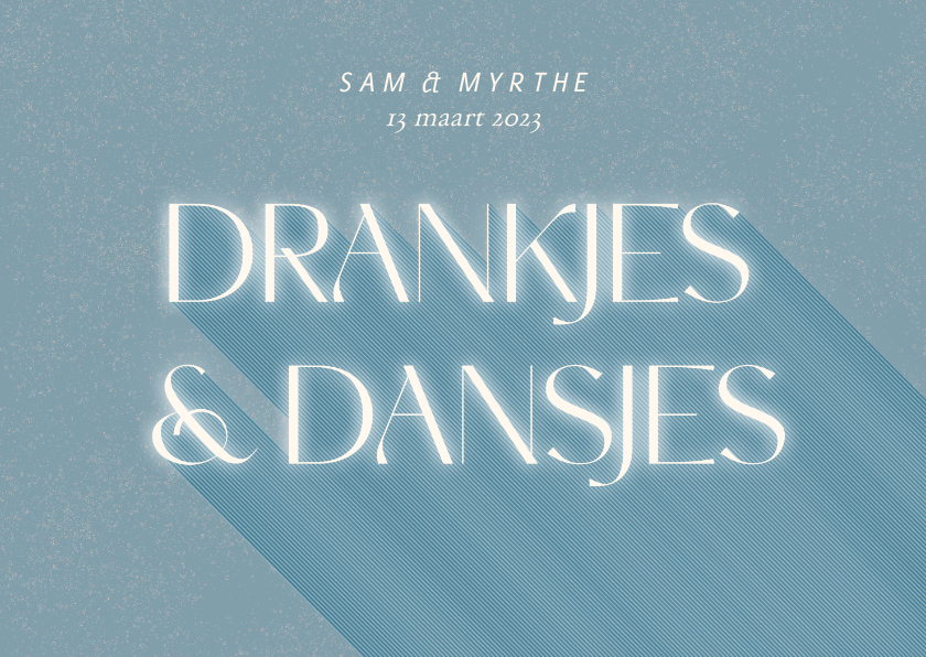 Trouwkaarten - Minimalistische trouwkaart drankjes & dansjes