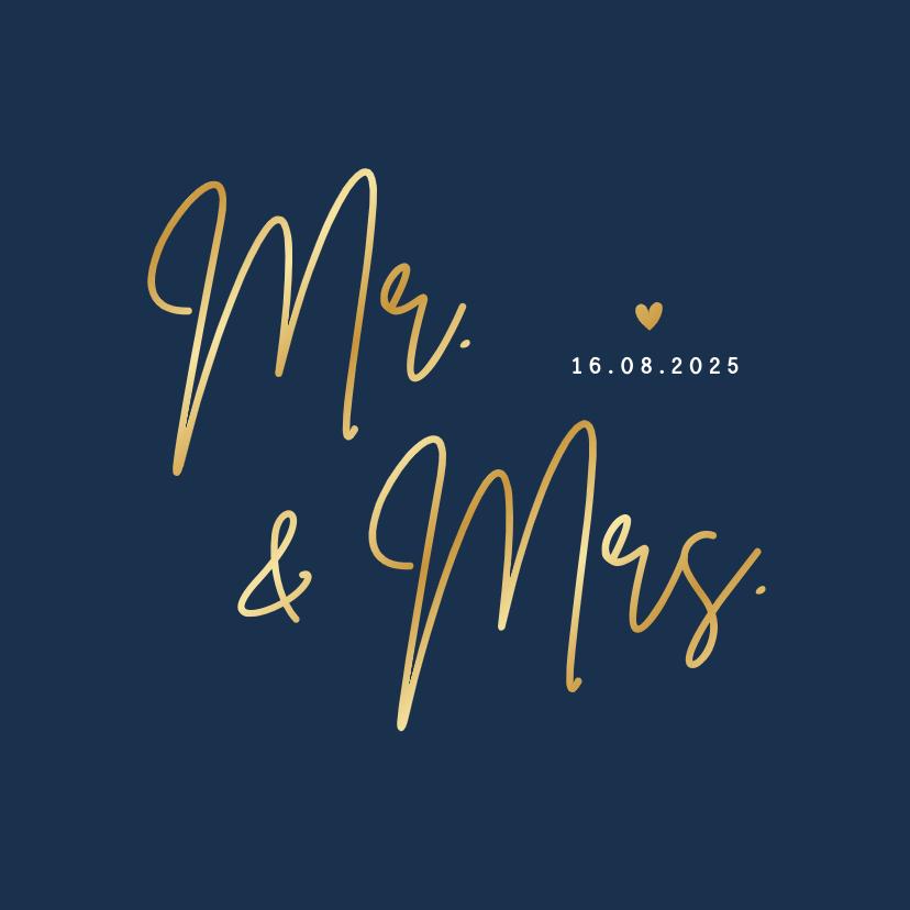 Trouwkaarten - Minimalistische trouwkaart Mr & Mrs - wij zijn getrouwd!