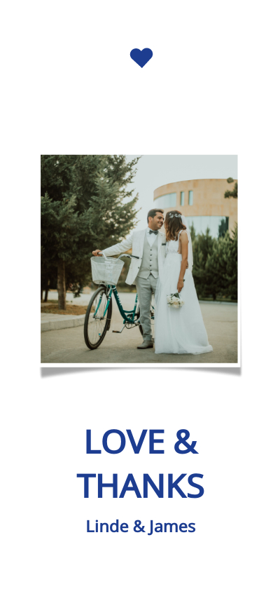 Trouwkaarten - Moderne bedankkaart met blauwe fietsen