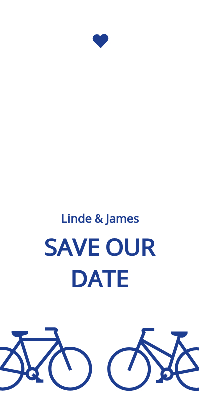 Moderne save the date kaart met blauwe fietsen - Trouwkaarten Trouwkaarten - Moderne save the date kaart met blauwe fietsen