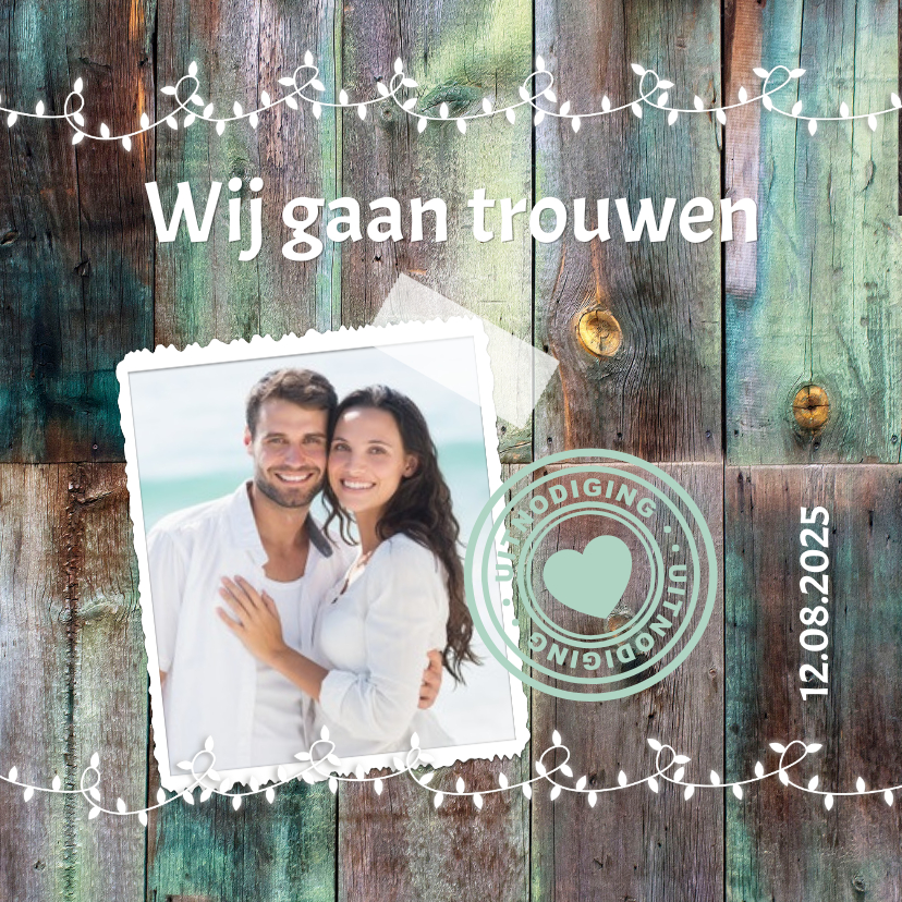 Trouwkaarten - Mooi gekleurd hout-isf