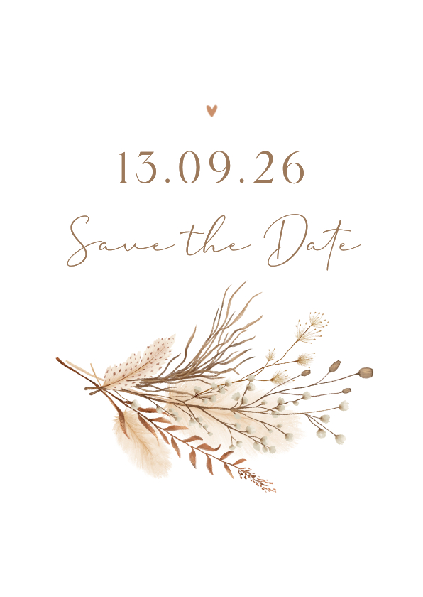 Ovaal bohemian klassiek gedroogde takjes save the date - Trouwkaarten Trouwkaarten - Ovaal bohemian klassiek gedroogde takjes save the date