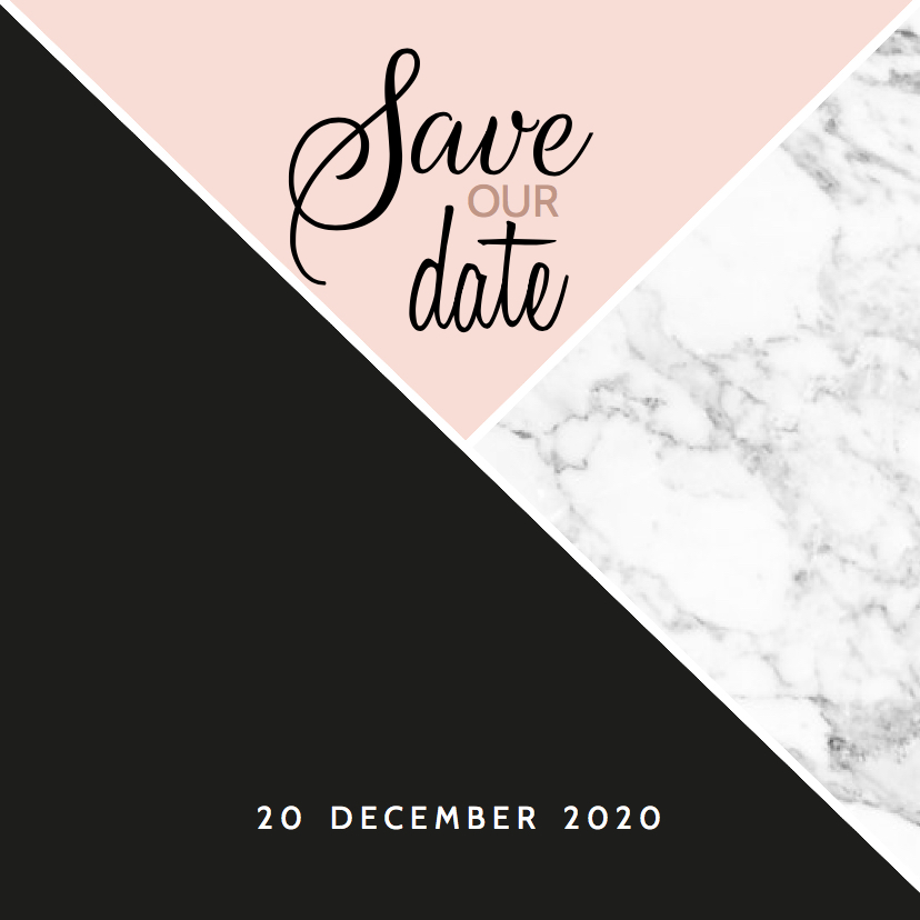 Save our date roze en marmer - Trouwkaarten Trouwkaarten - Save our date roze en marmer