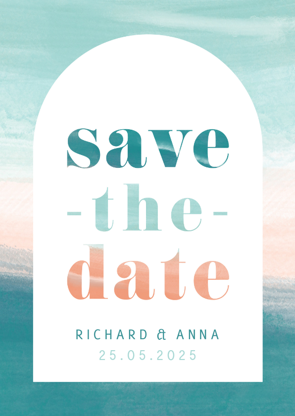 Trouwkaarten - Save the date abstract strand 