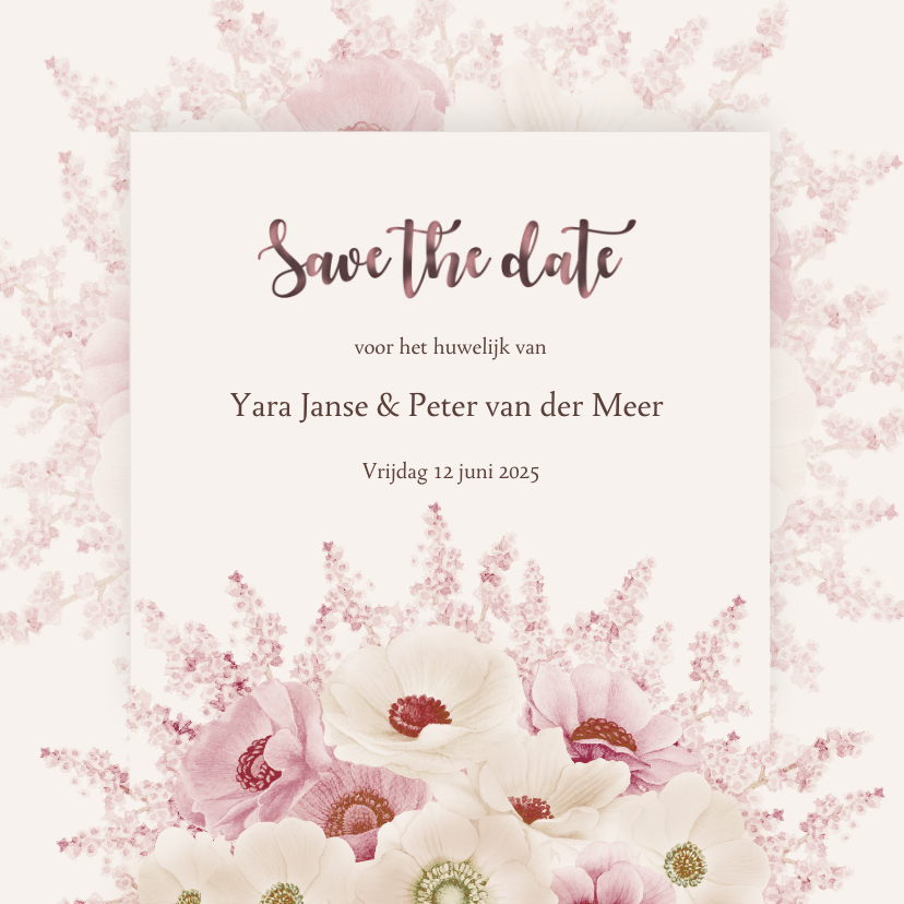 Save the date anemonen pastel - Trouwkaarten Trouwkaarten - Save the date anemonen pastel